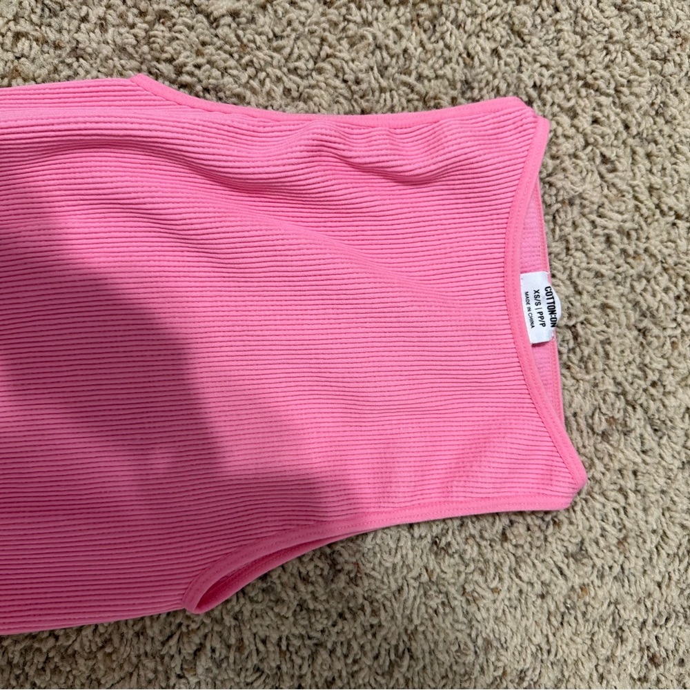 Cotton On Pink Ribbed Tank Top